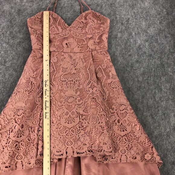 Two Sisters Dress Size 8 Blush Pink Floral Lace Overlay High-Low Sweetheart Neck - Picture 13 of 16